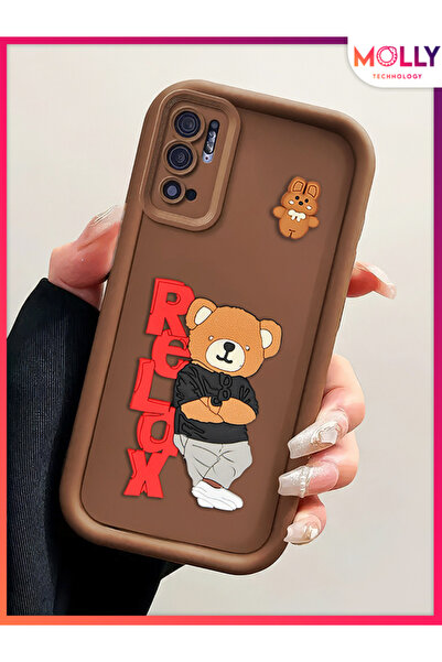 Molly Fallow Brown Edges Thick 3D Embossed Teddy Bear Silicone Case for Xiaom...