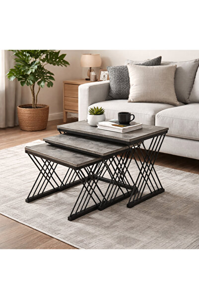 SADANHOME طقم طاولات خدمة متداخلة -3 قطع- مودرن و موفرة للمساحة