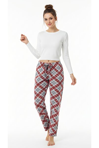 noend Red Gray Plaid Pattern Relaxed Fit No Pocket Women's Two Thread Cotton ...