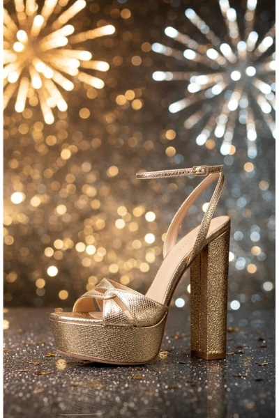 Giydim Gidiyor Χρυσό Αζούρα Πλατφόρμα Παπούτσι με τακούνι