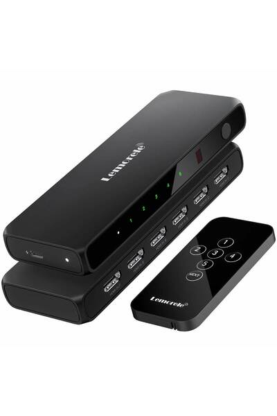 lemorele G96, 5 Girişli 1 Çıkışlı HDMI 4K Görüntü Aktarıcı Uzaktan Kumandalı ...