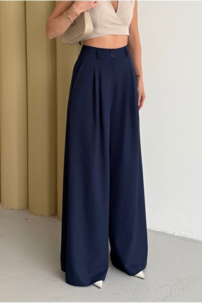 Nadrina Pantaloni largi cu pliuri duble pantaloni palazzo