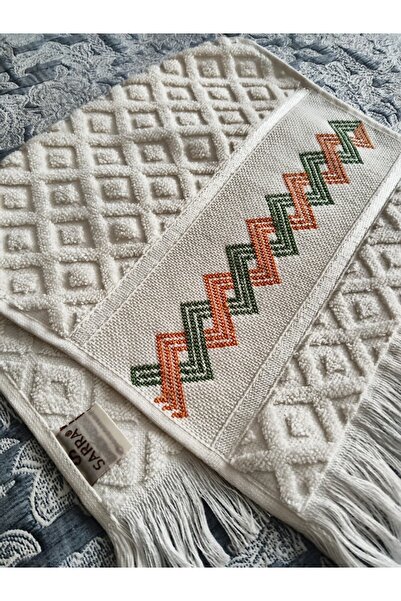 Merzümay Mutfak Havlusu Etamin İşlemesi - Çeyizlik - Krem