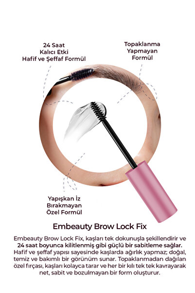 Embeauty Brow Lock Fıx Laminasyon Etkili Kaş Sabitleyici Maskara (Şeffaf Biotin & B5 İçerikli)