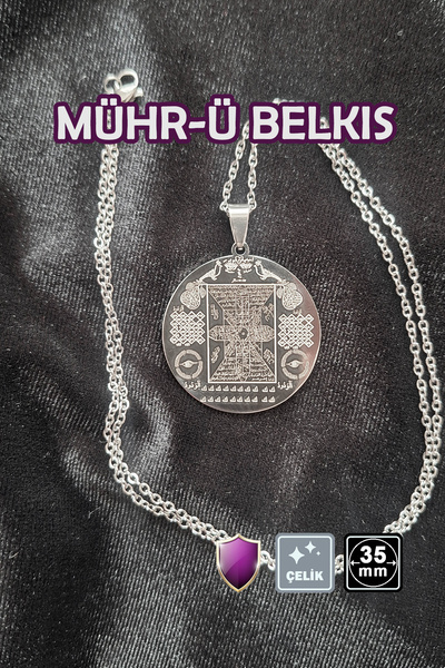 Miss TBee 🙏 Mühr-Ü Belkıs Talisman Steel Necklace 🎨   Silver Color