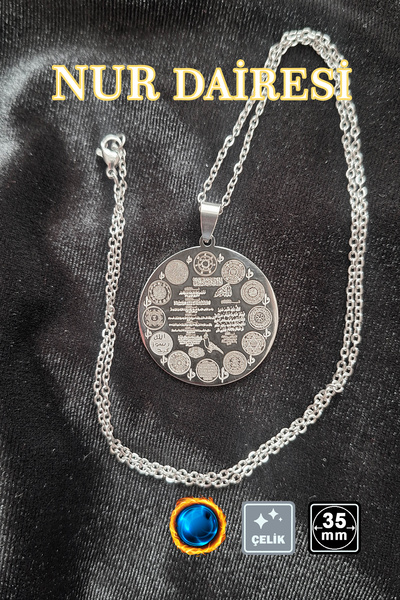 Miss TBee 🙏Nur Dairesi Tılsımı Çelik Kolye 🎨 Gümüş Renk