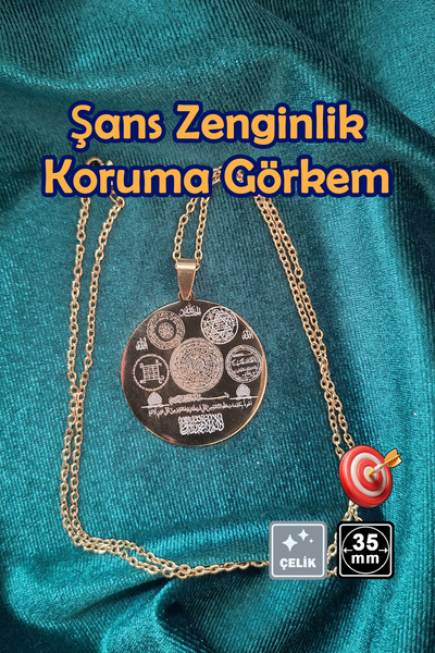 Miss TBee 🙏Şans Zenginlik Koruma Görkem Tılsımı Çelik Kolye 🎨 Altın Renk