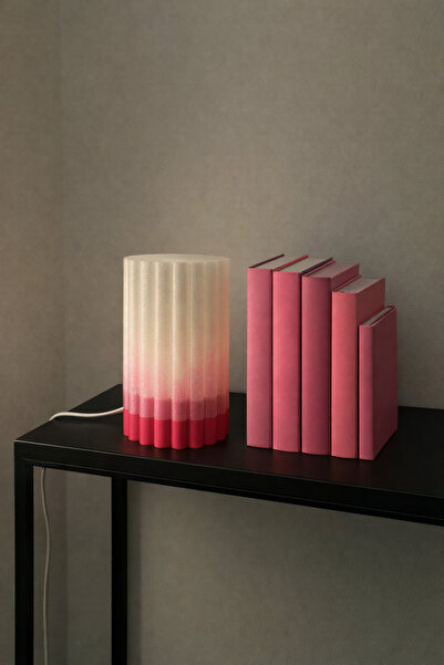 Dekor atolyem Begonya Şeffaf Pembe Ayaklı Dekoratif Lamba