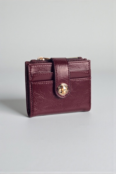 dericom Kadın Bordo Fermuarlı Kartlıklı Cüzdan - Şık Model