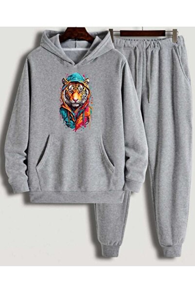 YRN COLLECTION Unisex Women's Men's Oversize Colorful Tiger Printed Hooded Bo...