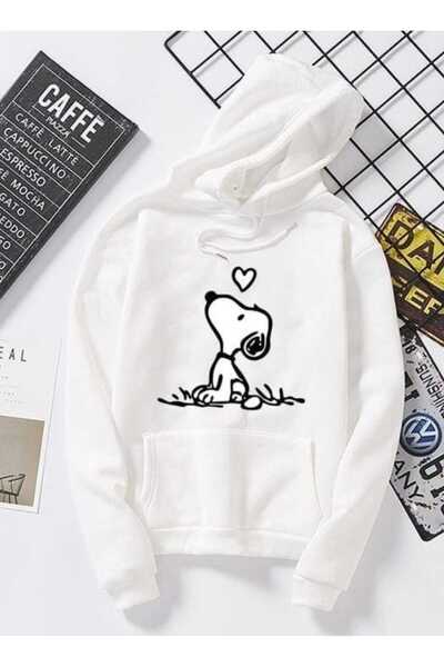 YRN COLLECTION سويت شيرت للجنسين للنساء والرجال سنوبي مطبوع بغطاء رأس قصة فضفاضة