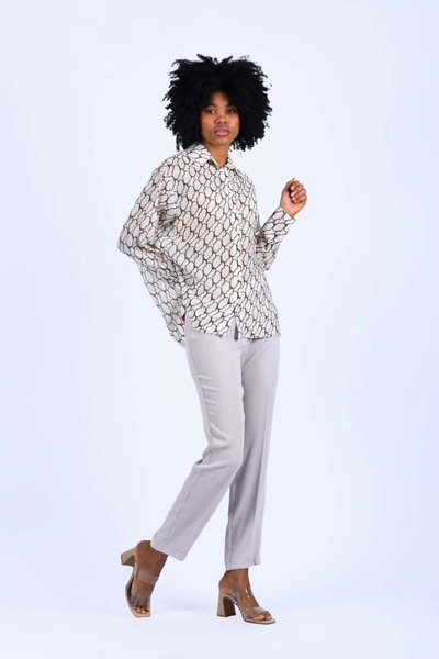 la luce Kahve Desenli Gömlek - QG142