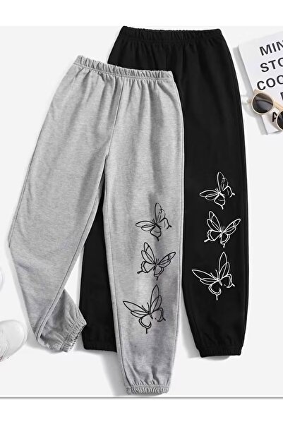 LELVANİ Two Piece Butterfly Patterned Sweatpants