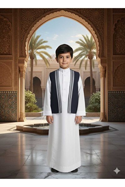 Aktham Summer vest with embroidered details, suitable for boys and young men.