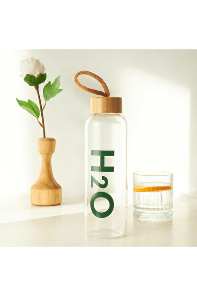 gifttime قارورة زجاجية سعة 600 مل بغطاء من الخيزران - مع غلاف قماشي كهدية |  ...