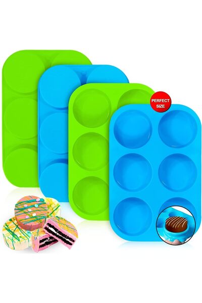 Arabest قوالب خبز سيليكون، 6 قوالب بسكويت دائرية الشكل، مجموعة قوالب شوكولاتة...