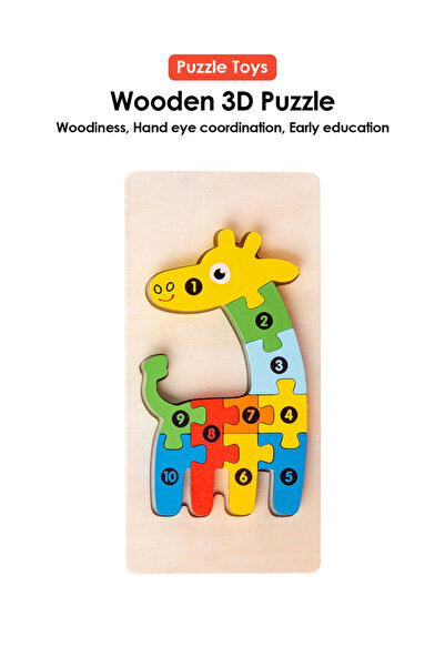 Choice9 أحجية خشبية ثلاثية الأبعاد على شكل زرافة، حيوانات كرتونية تعليمية، تن...