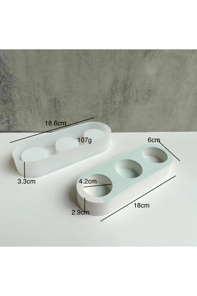 Choice3 قالب سيليكون للأسمنت لصنع حامل شموع دائري بثلاث فتحات، مناسب للصنع ال...