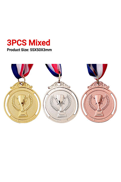 Choice3 Choice 3PCS Mixed 3/2/1PCS Metal Award Medals with Neck Ribbon Gold S...