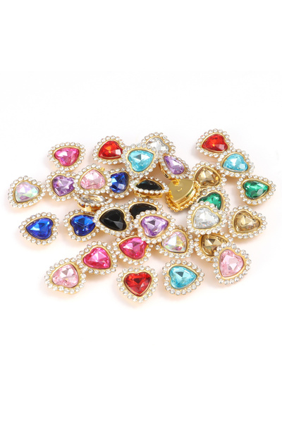 choice2 mix 30pcs 10mm Peach Heart Sunflower Gold Flat Bottom Hand Sew On Glu...