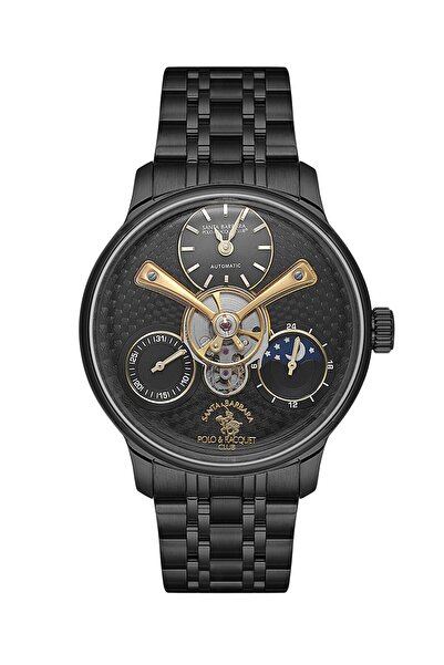Santa Barbara Polo & Racquet Club Luxury Black Stainless Steel Watch for Men ...