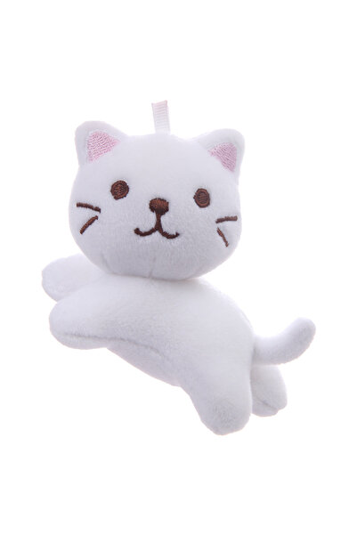Choice 12cm White Cartoon cute Six-color tilt head lying plush toy Cat Kitten doll backpack pendant decorat