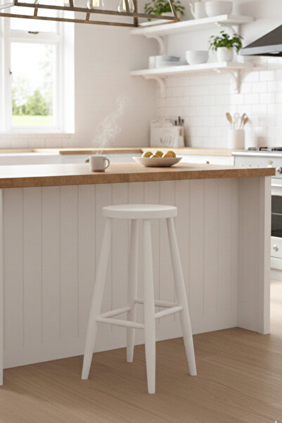 Woodenbend Laura Bar Taburesi Lake Beyaz Kayın Ağacı İskandinav Country Tarz Bar Sandalyesi | Doğal Ahşap