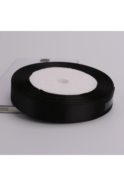 Choice شريط ساتان أسود ذو وجه واحد، طوله ٢٢ مترًا وعرضه ١.٥ سم، متوفر بأطوال ...