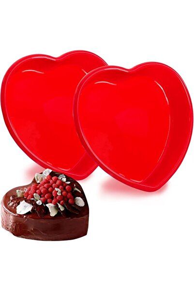 Arabest قوالب كيك سيليكون على شكل قلب مقاس 8 بوصات، قالبان غير لاصقين، سهل ال...