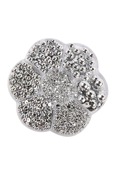 Choice1 حوالي 3100 قطعة من الفضة بأحجام متنوعة، 3100 قطعة من خرز اللؤلؤ نصف ا...