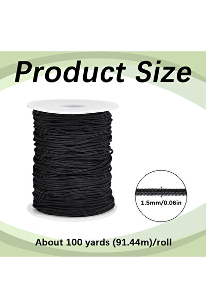Choice10 AECH-21895 حبل نايلون أسود 1.5 مم 100 ياردة، بديل لحبل جرس الرياح ال...