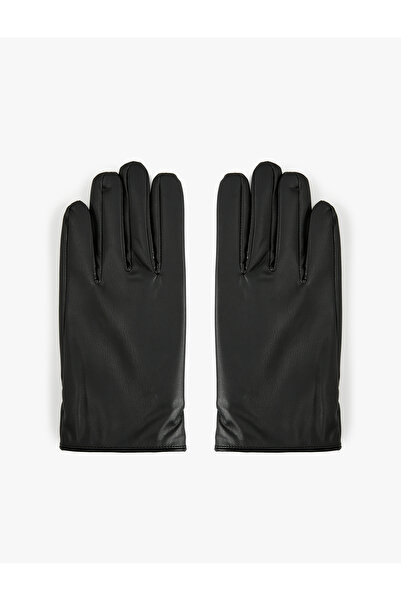 Koton Button Detailed Faux Leather Gloves