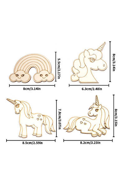 Choice1 10pcs Mix 10pcs/set Unicorn Wooden Crafts DIY Painting Wood Slices Ha...