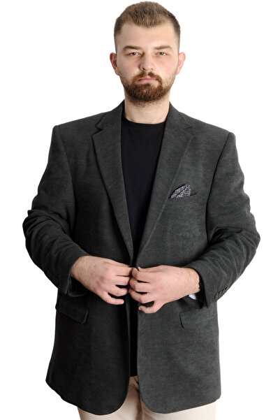 ModeXL Mode XL Large Size Men's Jacket Mono Collar Blazer 23026 Khaki