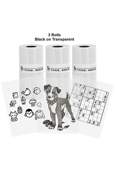 Choice5 طابعة ملصقات صغيرة شفافة بثلاث لفات، طابعة جيب ذكية تعمل بتقنية البلوتوث، طابعة حرارية بدون حبر مع لفات حرارية