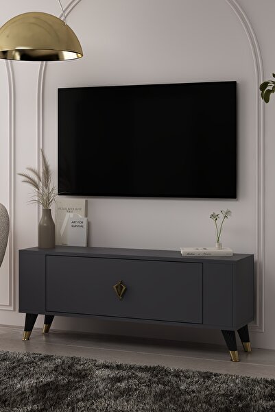 DEMONTE DECOR TV1352DD RETRO-32 TV SEHPASI ANTRASİT-ALTIN