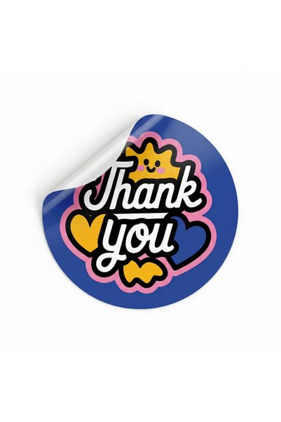 koliciabla Blue'Thank You' Sticker (4X4 cm) - 48 Pieces |   Global & Stylish Packaging