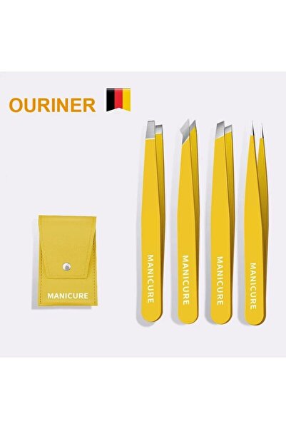 Choice5 مجموعة ملاقط حواجب صفراء مكونة من 4 قطع، أداة تجميل ملونة للشعر، أداة...