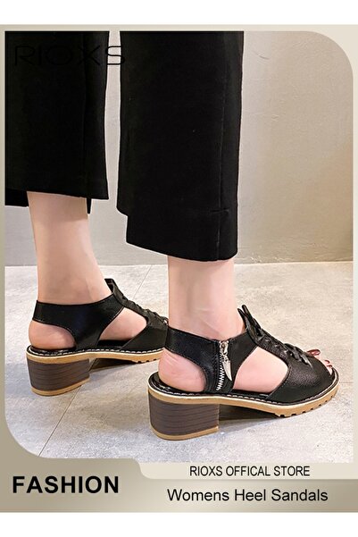 RIOXS صنادل بكعب للنساء، أحذية مريحة مفتوحة من الأمام، صنادل بكعب عريض أنيقة ...