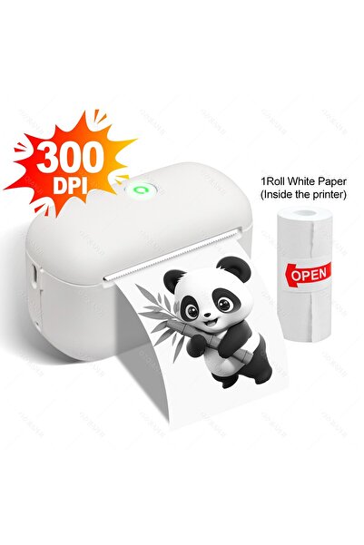 Choice3 طابعة ملصقات حرارية صغيرة محمولة بتقنية بلوتوث، بدون حبر، مزودة بلفة واحدة، بدقة 300 نقطة في البوصة، F2-WH