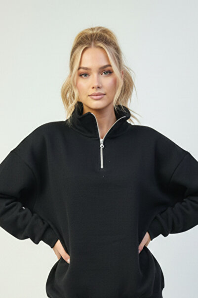 KOZİA OUTDOORS Γυναικείο φούτερ με μισό φερμουάρ, oversized, άνετη εφαρμογή, ...