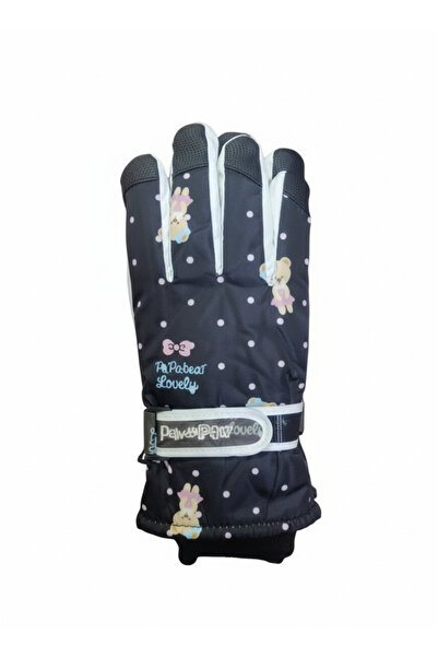 REBBEX Women's Teddy Bear Figure Winter Plush Waterproof Snow Gloves
