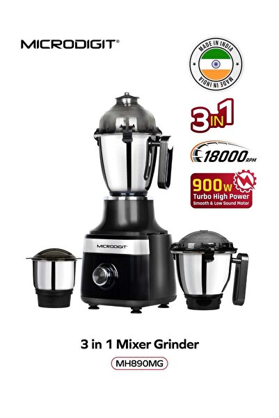 Microdigit خلاط مايكروبلند برو عالي الطاقة 900 واط، 3 في 1، مطحنة وعصارة سعة 1.5 لتر، موديل MH890MG-أسود