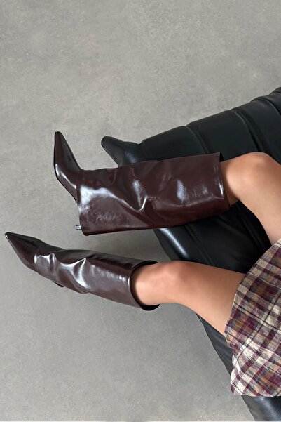 STRASWANS Cizme de damă Fabian din piele încrețită cu detaliu maro