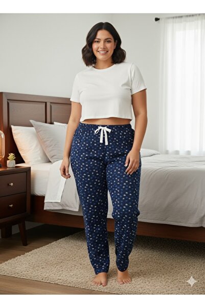 Lady Queen بيجامة سفلية من الفيسكوز بخصر مطاطي مقاس كبير من بامبو قماش قابل ل...