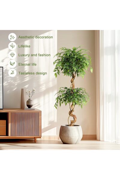 ZVEZVIA 120-180cm Artificial Tree with Lifelike Leaves for Indoor/Outdoor Home & Office Decor - Perfect Gift