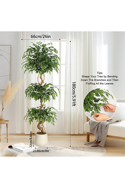 ZVEZVIA شجرة اصطناعية بطول 120-180 سم بأوراق نابضة بالحياة لتزيين المنزل والم...