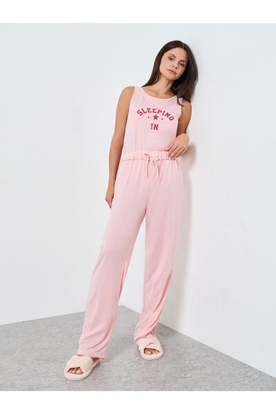 Styli Sleeping In Tank and Solid Ruffle Waist Pyjama Set