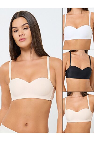 Styli Pack of 3 - Padded Non Wired Balconette Bra with Detachable Strap