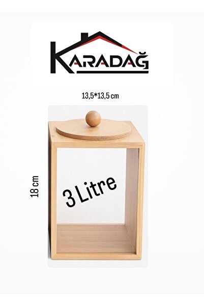 KARADAĞ HOME Bamboo Vacuum Lid Windowed Seasoning Jar 1.2Lt-2.2Lt-3Lt